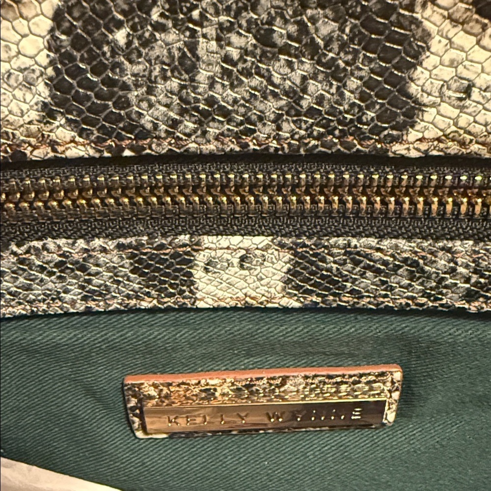 Kelly Wynne designer Olive and Python Print Satchel - Picture 13 of 13